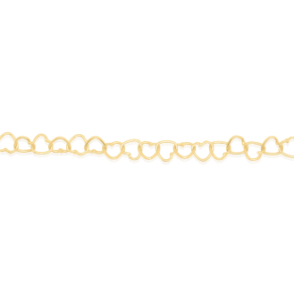 10K Yellow Gold Heart Chain By inch 3mm (PERM-HE-040-10)