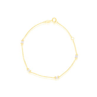 10K Yellow Gold Baguette CZ Station Bracelet (GB-10-1128)