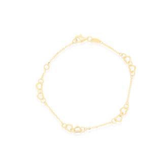 10K Yellow Gold Linked Hearts Bracelet (GB-10-1132)
