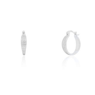 Sterling Silver Pave CZ Huggies Earrings (HUG-1144)