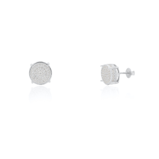 Sterling Silver Round Pave CZ Screwback Earrings (ST-1662)
