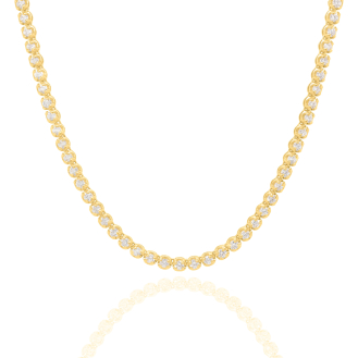 14K Solid Yellow Gold Lab Diamond 2.4mm Tennis TCW 7.43ct Necklace (GC-14-1021)