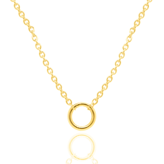 Sterling Silver Gold Vermeil Rolo 15mm Round Enhancer Necklace (N-1592)