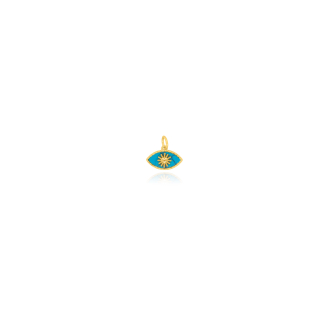 Sterling Silver Gold Vermeil Turquoise Evil Eye Charm (P-1509)