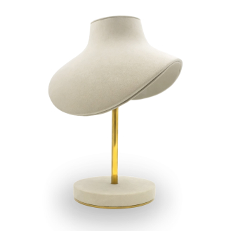 Chain/Necklace Beige Microfiber Neck Shape Mannequin Bust Jewellery Display (DIS-10)