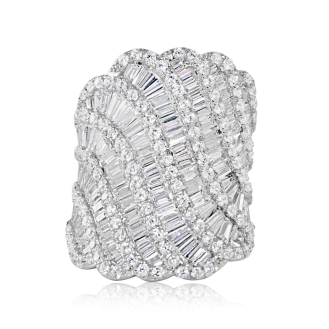 Sterling Silver Large Baguette CZ Cocktail Ring (R-1353)