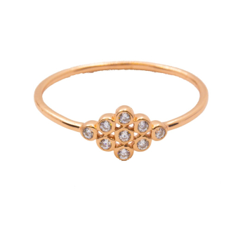 Sterling Silver Rosegold Vermeil CZ Diamond Clusters Ring (R-1422-R)
