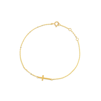 10K Yellow Gold Plain Cross Bracelet (GB-10-1100)