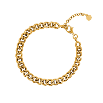 Sterling Silver Thick Hollow Curb Chain Gold Vermeil 6.6mm (PCDG-180-G)