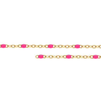 10K Yellow Gold Hot Pink Enamel Bead by Inch 1.3mm (PERM-ENP-030-10)