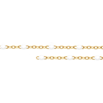 10K Yellow Gold White Enamel Bead by Inch 1.3mm (PERM-ENW-030-10)