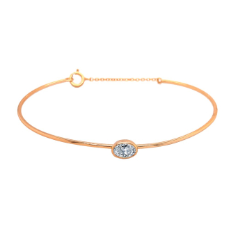 Sterling Silver Circle CZ bangle with Extender Chain (IB-1099)