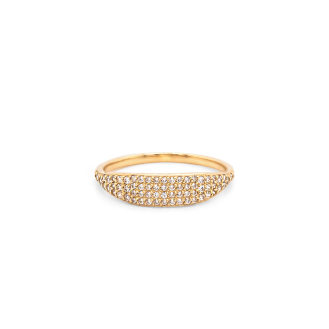 10K Yellow Gold Pave CZ Dome Signet Ring (GR-10-1111)
