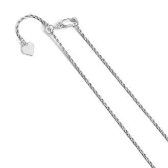 Sterling Silver Rhodium Plated Adjustable Rope Chain (ROPE30-RH-ADJ) (1.4mm)