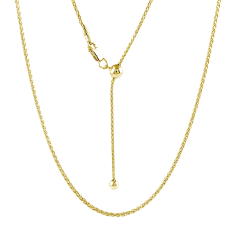 Sterling Silver Gold Vermeil Adjustable Spiga Chain (SPIGA30-G-ADJ) 1.1mm