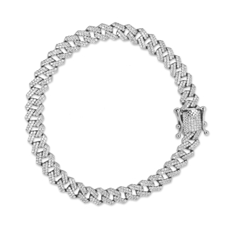 Sterling Silver CZ Pave Curb Hip Hop Bracelet 8.1mm (BR-CZ-143)