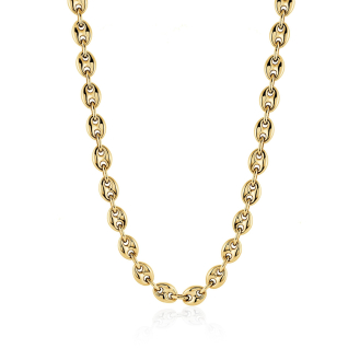 Sterling Silver Gold Vermeil Puffed Mariner Chain 7.8mm (PGUCCI-80-G)