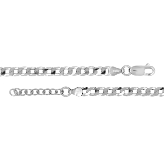 Sterling Silver Vermeil Flat Curb 100 Anklet 4.2mm (ANK-1089)