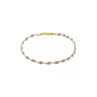 Sterling Silver Two-Tone Twisted Magic Anklet (ANK-1107)