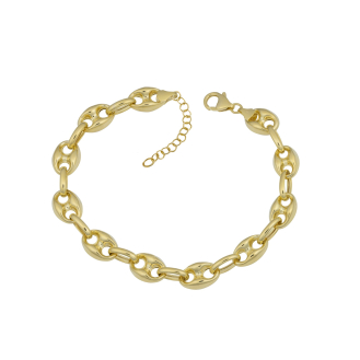 Sterling Silver Gold Vermeil Puffed Mariner Chain 6mm (PGUCCI-60-G)