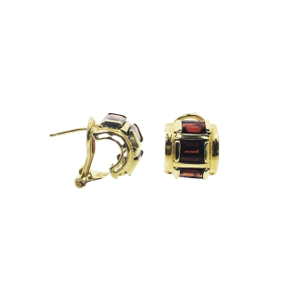 14K Yellow Gold Garnet Huggies (GE-1044)