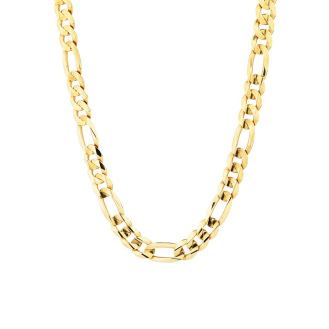 Sterling Silver Gold Vermeil Flat Figaro Chain 7.8mm (FIG180-G)