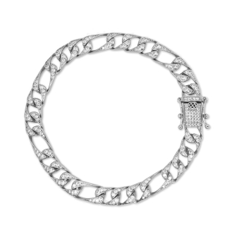 Sterling Silver CZ Pave Figaro Hip Hop Bracelet 7.9mm (BR-CZ-142)