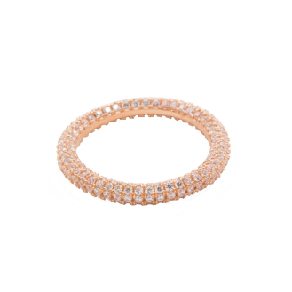 Sterling Silver Rosegold Vermeil CZ Pave Band Ring (R-1415-R)