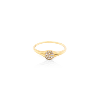 14k Yellow Gold Diamond Pave Signet Ring (GR-14-1001)