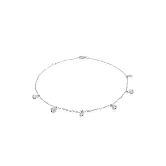 Sterling Siver Chain Anklet with 6 CZ Flat Studs (ANK-1055)