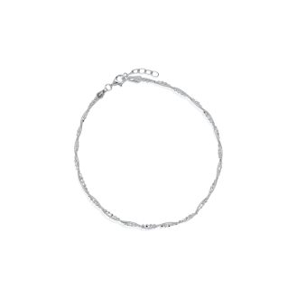 Sterling Silver Fancy Chain Assorted Bead&Snake 2.8mm Anklet (ANK-1080)