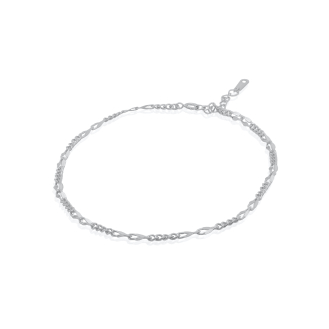 Sterling Silver Curb with Square Anklet (ANK-1086)
