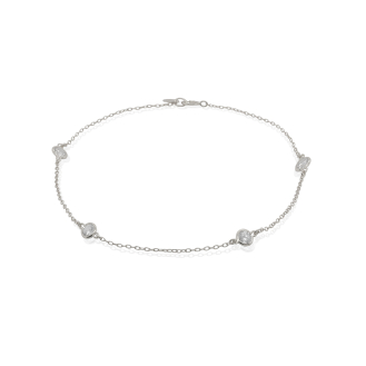Sterling Silver Gold Vermeil CZ by the Yard Anklet (ANK-1092)
