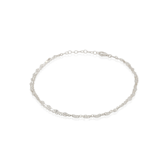 Sterling Silver Double Strand Valentino and Rolo Chain Anklet (ANK-1101)