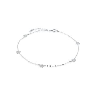 Sterling Silver CZ Star by the Yard Anklet (ANK-1111)