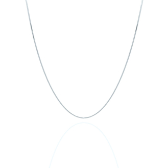 14K White Gold Chain Necklace Box 0.7mm (BOX-048-14W)