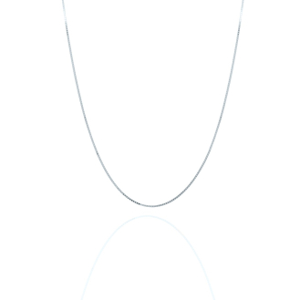 14K White Gold Chain Necklace Box 0.8mm (BOX-053-14W)