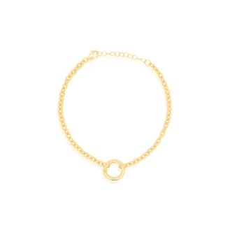 Sterling Silver Gold Vermeil Rolo 12mm Round Enhancer Bracelet (BR-1448)