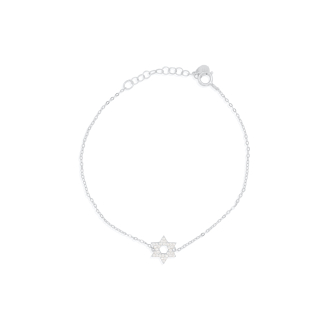 Sterling Silver CZ Star of David Bracelet (BR-1454)