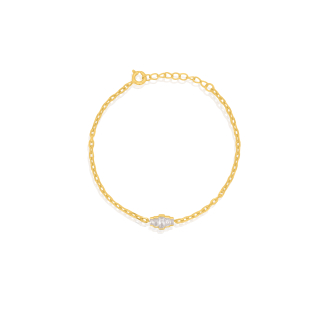 Sterling Silver Gold Vermeil CZ Fancy Bracelet(BR-1455)