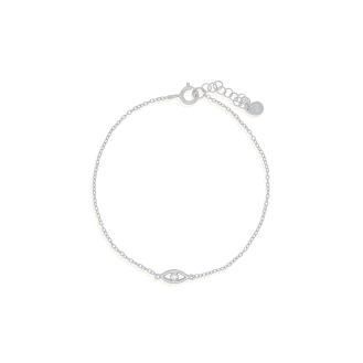 Sterling Silver Cutout CZ Evil Eye Bracelet (BR-1460)