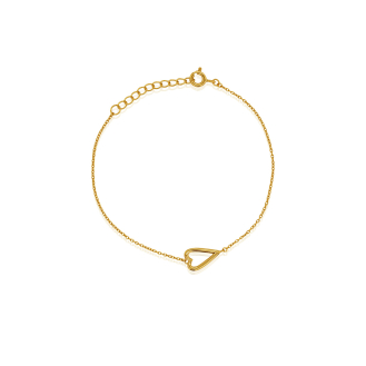 Sterling Silver Gold Vermeil Trendy Open Heart Bracelet (BR-1465)