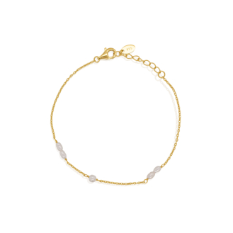 Sterling Silver Gold Vermeil Freshwater Pearl Bracelet (BR-1474-G)