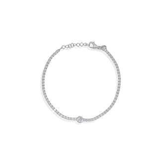 Sterling Silver Rhodium Plated CZ Bezel Set Round Cut Tennis Bracelet (BR-CZ-149)