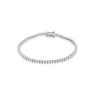 Sterling Silver Rhodium Plated Lab Grown Diamond 2mm TCW 2.0ct Tennis Bracelet (BR-LGD-151)