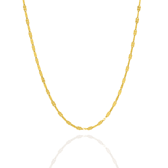 10K Yellow Gold Flake Buckle Chain Necklace 2mm (FBUC-040-10)