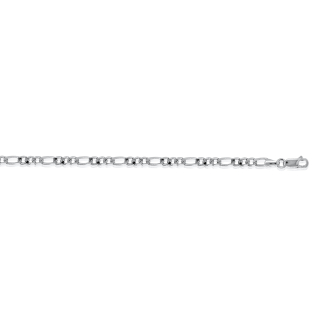 Sterling Silver Rhodium Plated Basic Chain Figaro 04 (FIG100-RH) 3.8mm