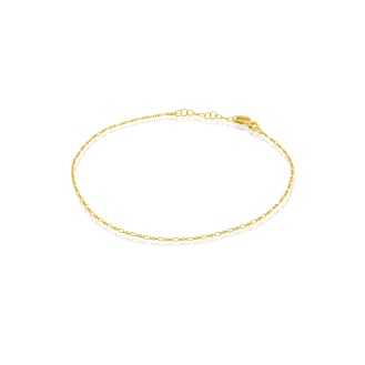 10K Yellow Gold Fancy Rolo Chain Anklet 1.3mm (G-ANK-10-1010)