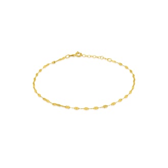 10K Yellow Gold Flake Buckle Chain Anklet 2mm (G-ANK-10-1011)