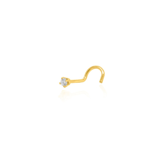 14K Yellow Gold Diamond Nosepin Curved Pin 1pt (G-NS-C1)